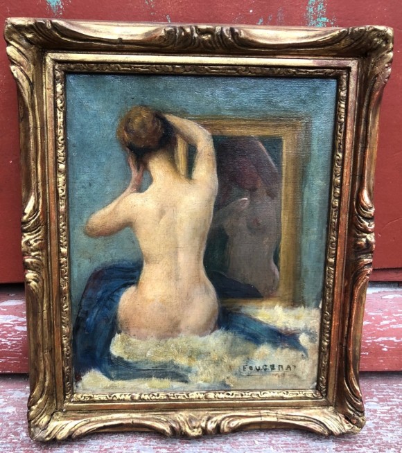 Blonde au voile bleu