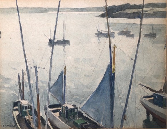 Vue de Douarnenez par Henri Maurice Cahours 