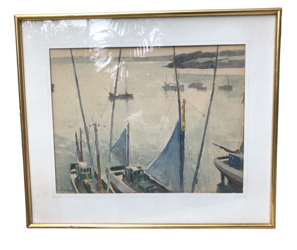 Vue de Douarnenez par Henri Maurice Cahours 