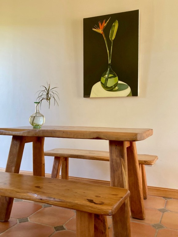 Ensemble table et bancs brutalistes