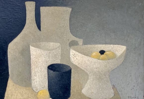 Nature morte aux c&eacute;ramiques et citrons 