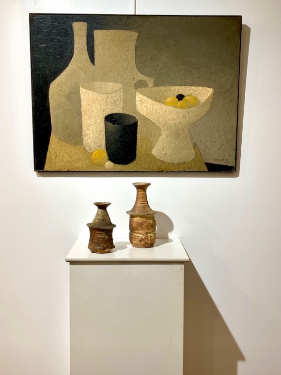 Nature morte aux c&eacute;ramiques et citrons 