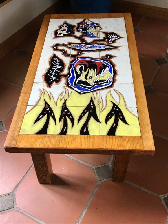 Rare table basse à décors de carreaux de céramique de Jean Lurçat pour Sant vicens 