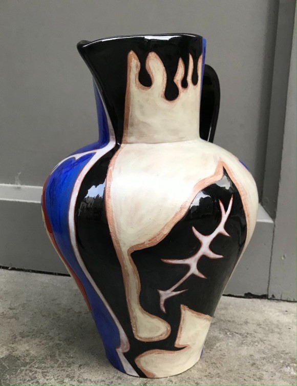 Vase à motif de visage 